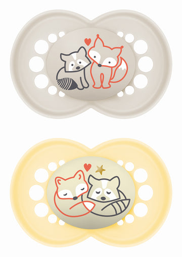 MAM Day & Night Πιπίλα Σιλικόνης 6-16 Μηνών Γκρι/Κίτρινο 2 Τεμάχια (174SU)